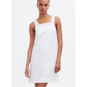 NWT Madewell Embroidered Tank 100% Linen Summer Georgia Mini Dress